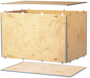 Holzfaltkiste, 650x520x420 mm ( L x B x H )  - 3-tlg. aus Birkensperrholz, 6mm