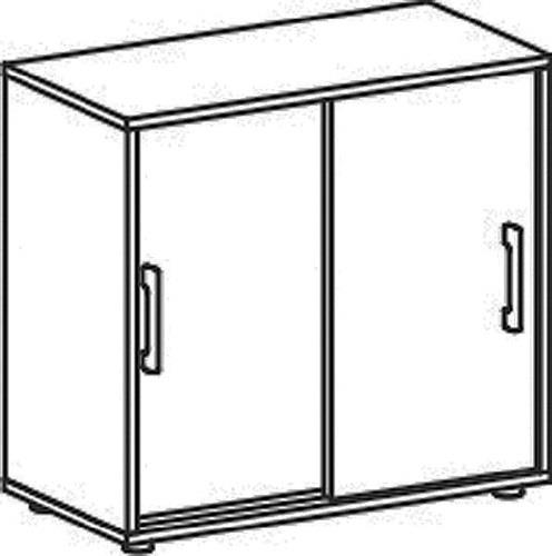 Schiebetürenschrank H798xB800xT425mm weiß 2 Türen freistehend GERAMÖBEL || VE = 1 ST