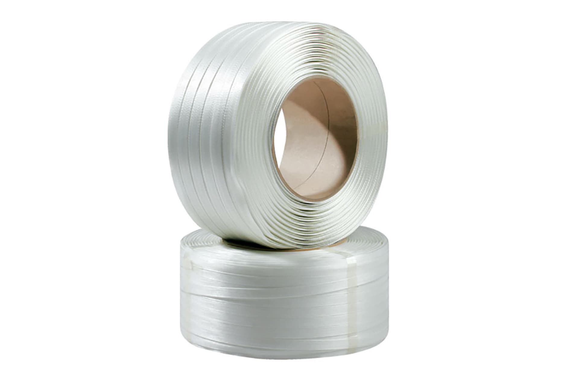 Composite Polyesterband, 16mm breitx600lfm, 55 SCC, weiß, Reißfestigkeit 550kp, Kerndurchm. 200mm