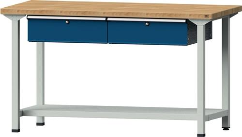 Werkbank V B2000xT700xH890mm Universalplatte grau blau Anz.Schubl.xH 2x170mm || VE = 1 ST