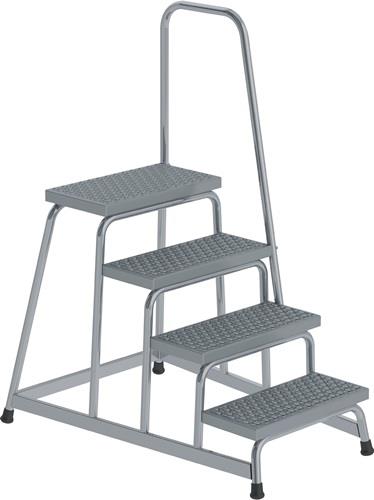 Arbeitspodest Stufen 4 eins.begehbar m.Handlauf H.800mm R13-Belag MUNK || VE = 1 ST