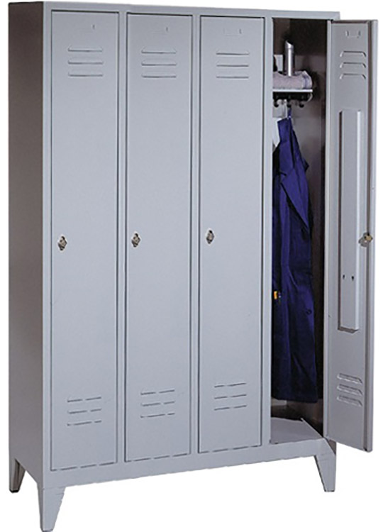 Garderobenschrank, mit Füßen, H1850xB1190xT500mm, Farbe: grau
