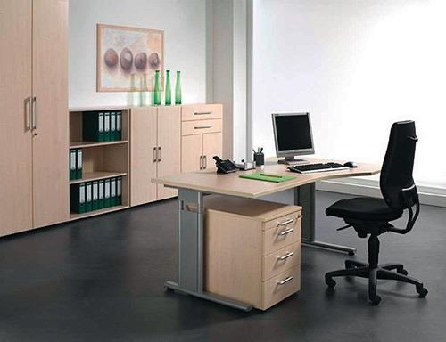 Schreibtisch Cyros H680-820xB1800xT1000/800mm weiß ergonom.Form C-Fuß GERAMÖBEL || VE = 1 ST