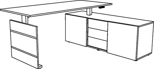 Schreibtisch M-ove siber H720-1200xB1800xT800mm weiß m.Sideboard || VE = 1 ST