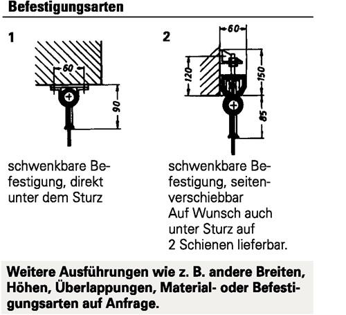 Streifenvorhang Überlappung 80% Befestigungsart 2 H4000xB200xS2mm || VE = 1 ST