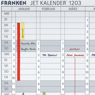 Franken Datumstreifen DS41203A 19,1x69,5cm 1-31 weiß 12 St./Pack.