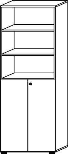 Schrank H2156xB800xT420mm graphit/Asteich 6 OH (3 offen) 2 Türen || VE = 1 ST