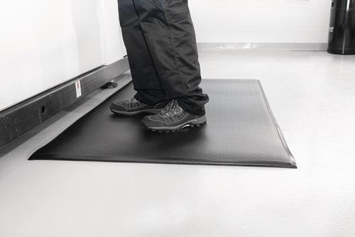 Arbeitsplatzbodenbelag Fertigmatte L900xB600xS9mm schwarz PVC Hammerschlagoptik || VE = 1 ST