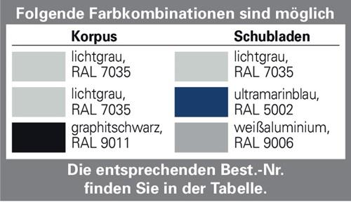 Hängeregistraturschrank H1050xB800xT600mm 2-bahnig grau/blau 3Schubl.o.Softeinz. || VE = 1 ST