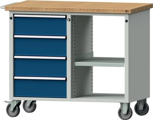 Werkstattwagen H970xB1140xT650mm lichtgrau/enzianblau Schubl.xH 4x180mm ANKE || VE = 1 ST
