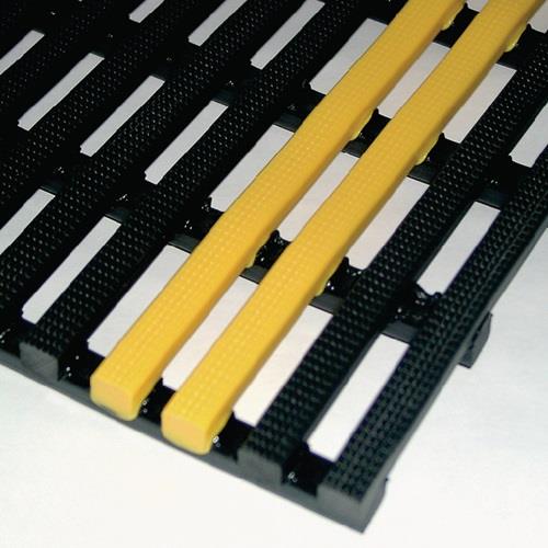 Industriematte Zuschnitt B800xS12,5mm fein gefräst schwarz/gelb PVC || VE = 1 MT