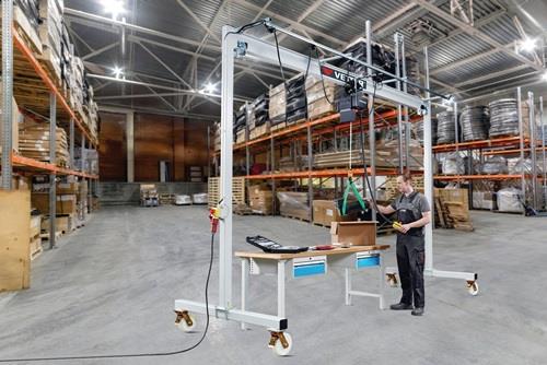 Portalkran STA Trgf.500kg lichte B.3000mm Bau-H.3220mm m.E-Zug u.Rollfahrwerk || VE = 1 ST