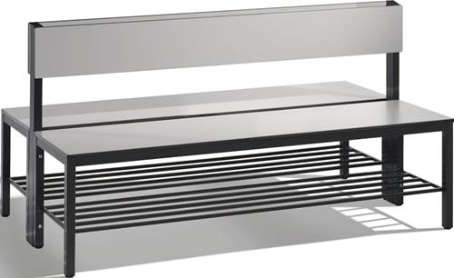 Garderobenbank H796xB1500xT760mm HPL-Leisten STA schwarzgrau doppels./Schuhrost || VE = 1 ST