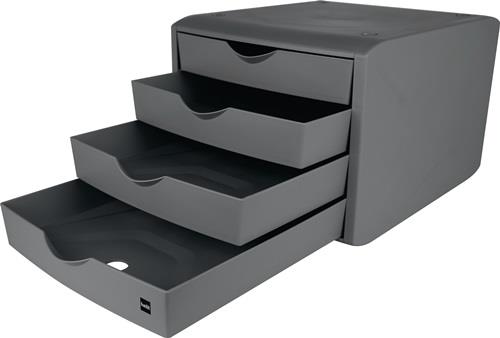 Schubladenbox m.Auszugssperre 4 Schubl.lichtgrau H215xB265xT332mm HELIT || VE = 1 ST