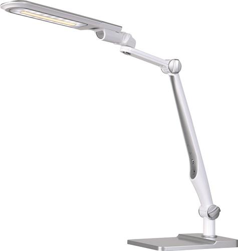 Schreibtischleuchte LED Multifl.ABS,Eisen,PS weiß/silber H600mm Standfuß+Klemme || VE = 1 ST