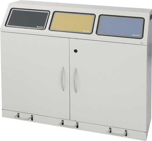 Wertstoffsammler H1000xB1180xT380mm Inh.3x 70l RAL 7035 o.Trethebel STUMPF || VE = 1 ST