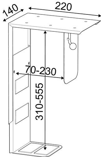 CPU-Halter Innen-B.70-230mm Innen-H.310-555mm grau f.alle CPU-Gehäuse || VE = 1 ST