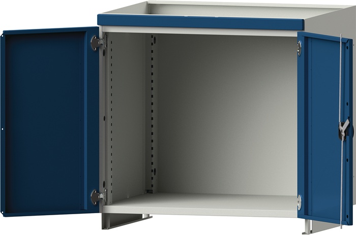 Aufsatzschrank H800xB865xT720mm lichtgrau/blau Flügeltüren TECWERK