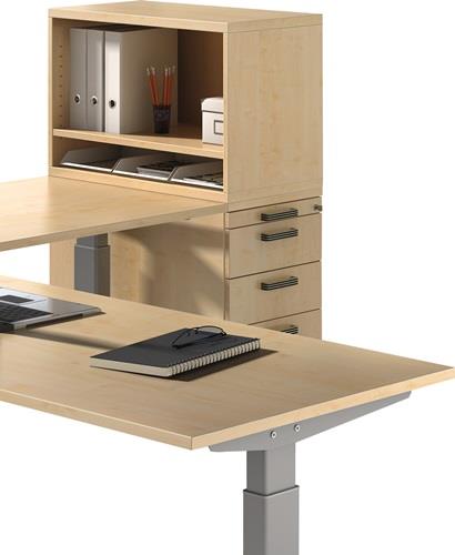 Aufsatzschrank H530xB800xT428mm 1 OH u.3 Kunststoffablagen lichtgrau || VE = 1 ST