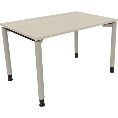 Schreibtisch Vierfuß Rundrohr B1200xT800xH680-820 si/Akazie hell