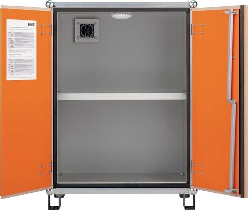 Sicherh.-Schrank H1110xB800xT660mm grau/orange m.Füßen Lagerschrank CEMO || VE = 1 ST