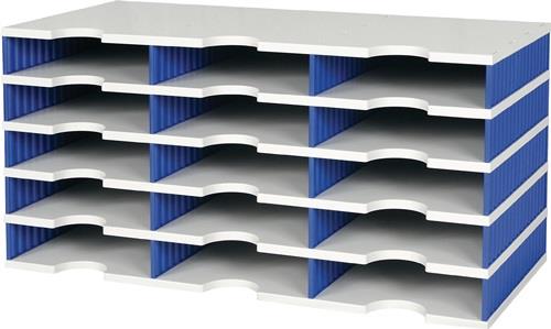 Sortierablage Trio 24 Fächer H573xB723xT331mm Polystyrol grau/blau STYRO || VE = 1 ST