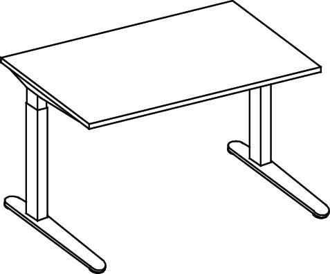 Schreibtisch A-ktiv H650-850xB1200xT800mm Nussbaumdekor ger.Form Kufe || VE = 1 ST