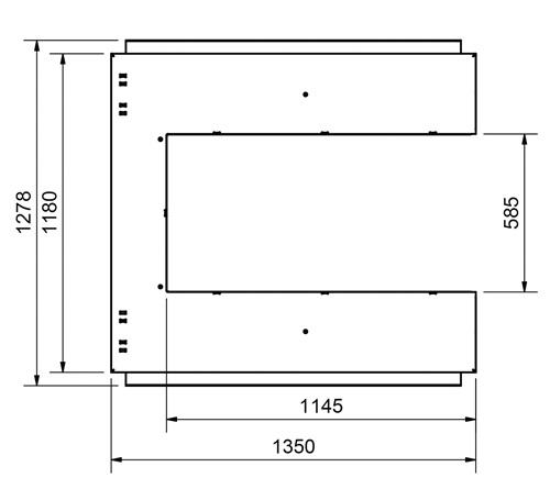 Flachformhubtisch U-förmige Plattf.Trgf.2000kg Hub 100-920mm Tisch L1350xB1180mm || VE = 1 ST