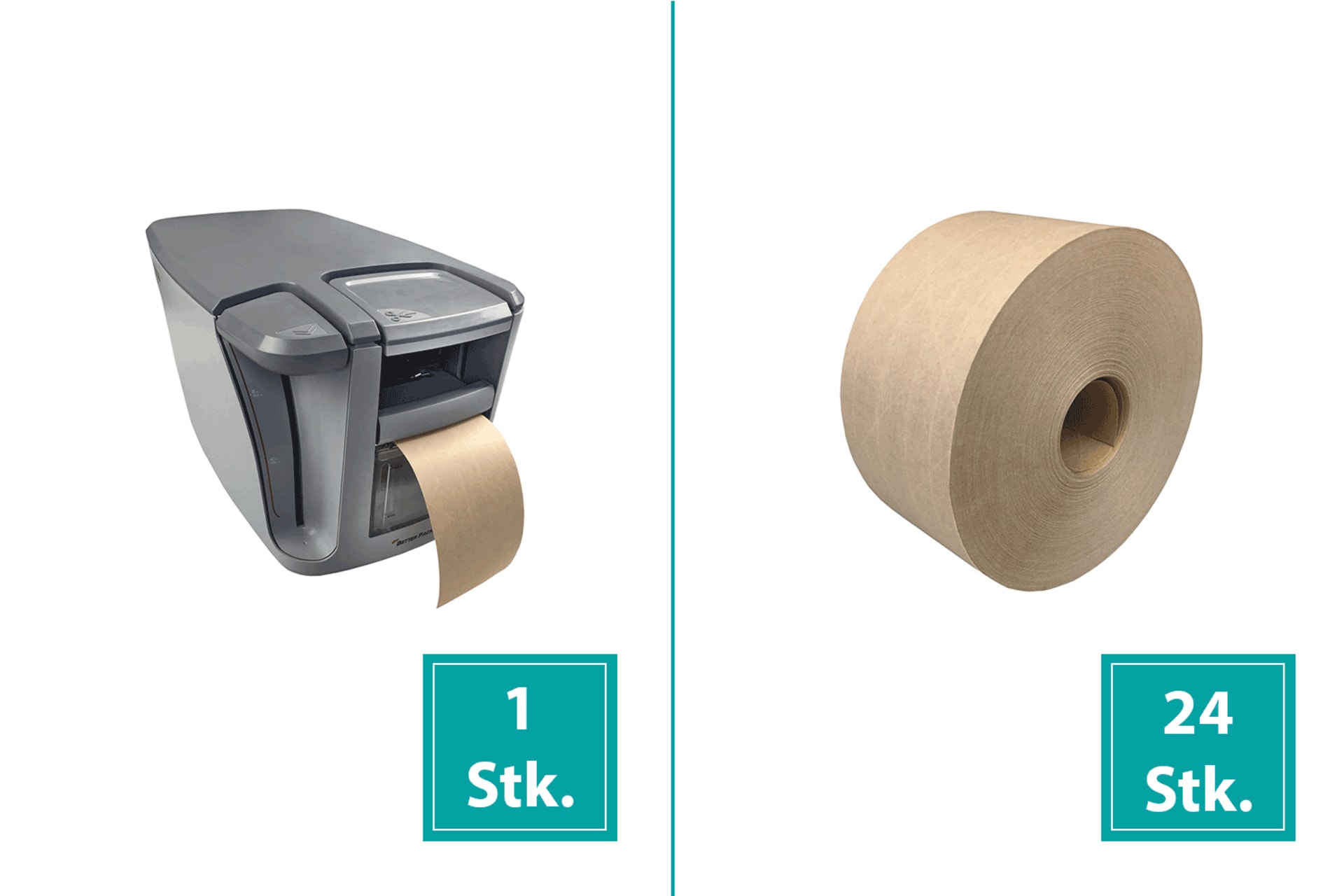 Nassklebebandset 1 Mini Taper | 1x Nassklebebandspender + 24 Rollen Nassklebeband |
