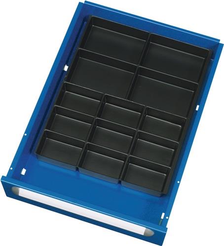 Schubladenunterteilungsmaterial Front-H.90-180mm 13 Einsatzfächer || VE = 1 ST
