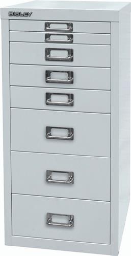 Schubladenschrank MultiDrawer™ H590xB279xT380mm lichtgrau 8 Schubl.BISLEY || VE = 1 ST