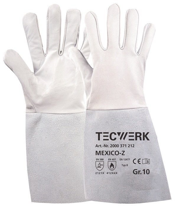 Schweißerhandschuhe Mexico Z Gr.10 grau EN 388/407/12477 10PA TW