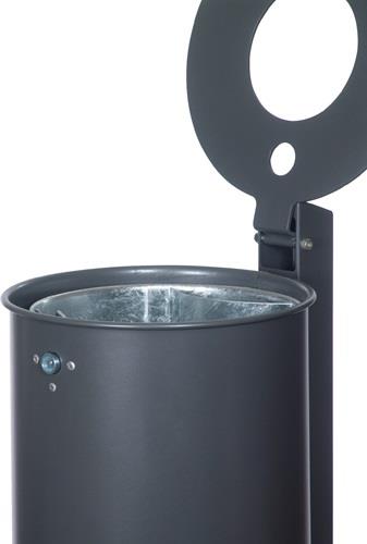 Abfallbehälter H475xØ340mm 35l anthr.-eisengl.ungelocht Befestigungsschiene || VE = 1 ST