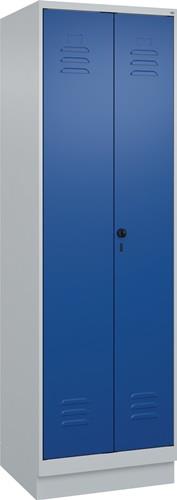 Kleider-Wäscheschrank Classic H1950xB600xT500mm STA grau/blau Anz.Abt.2 m.Sockel || VE = 1 ST