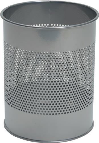 Papierkorb 15l H315xØ260mm Lochraster Metall epoxidharz.silber-metallic DURABLE || VE = 1 ST