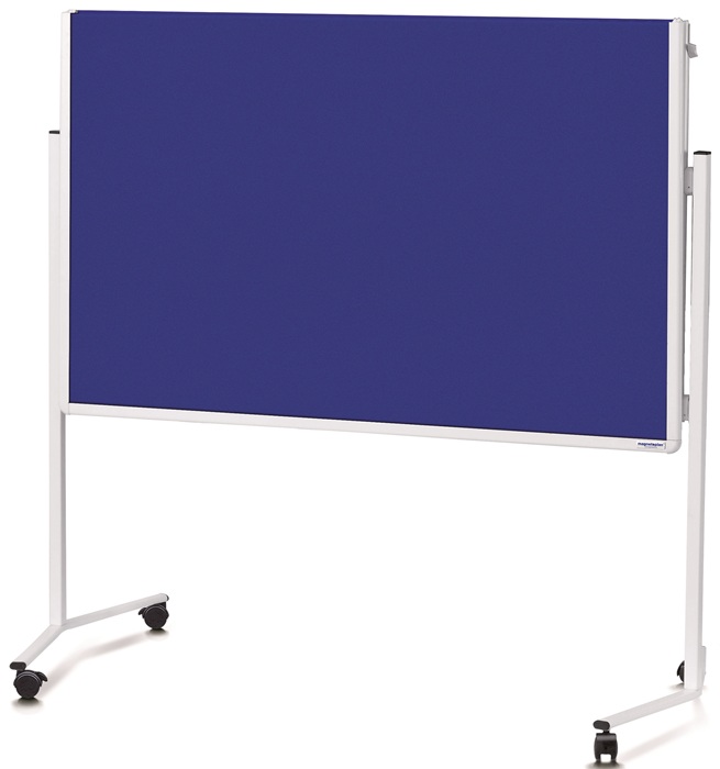 Moderationswand B1200xH1500mm klappb.fahrb.Filzbezug blau MAGNETOPLAN