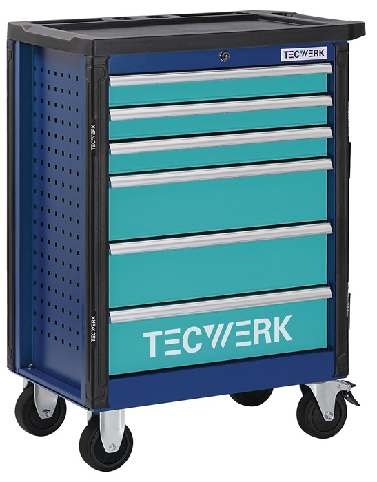 Werkzeugwagen PLUS 2.0 B760xT465xH1030mm 500kg 6Schubl.unbest.Stahlbl.TECWERK