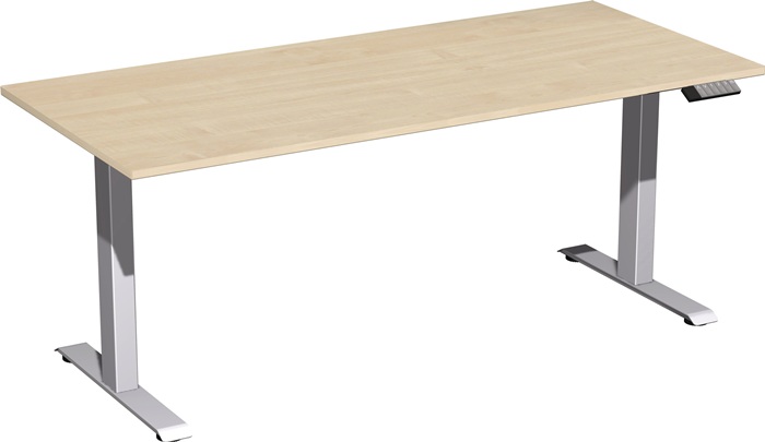 Schreibtisch Elevate Plus H630-1280xB1800xT800mm Ahorn/silber