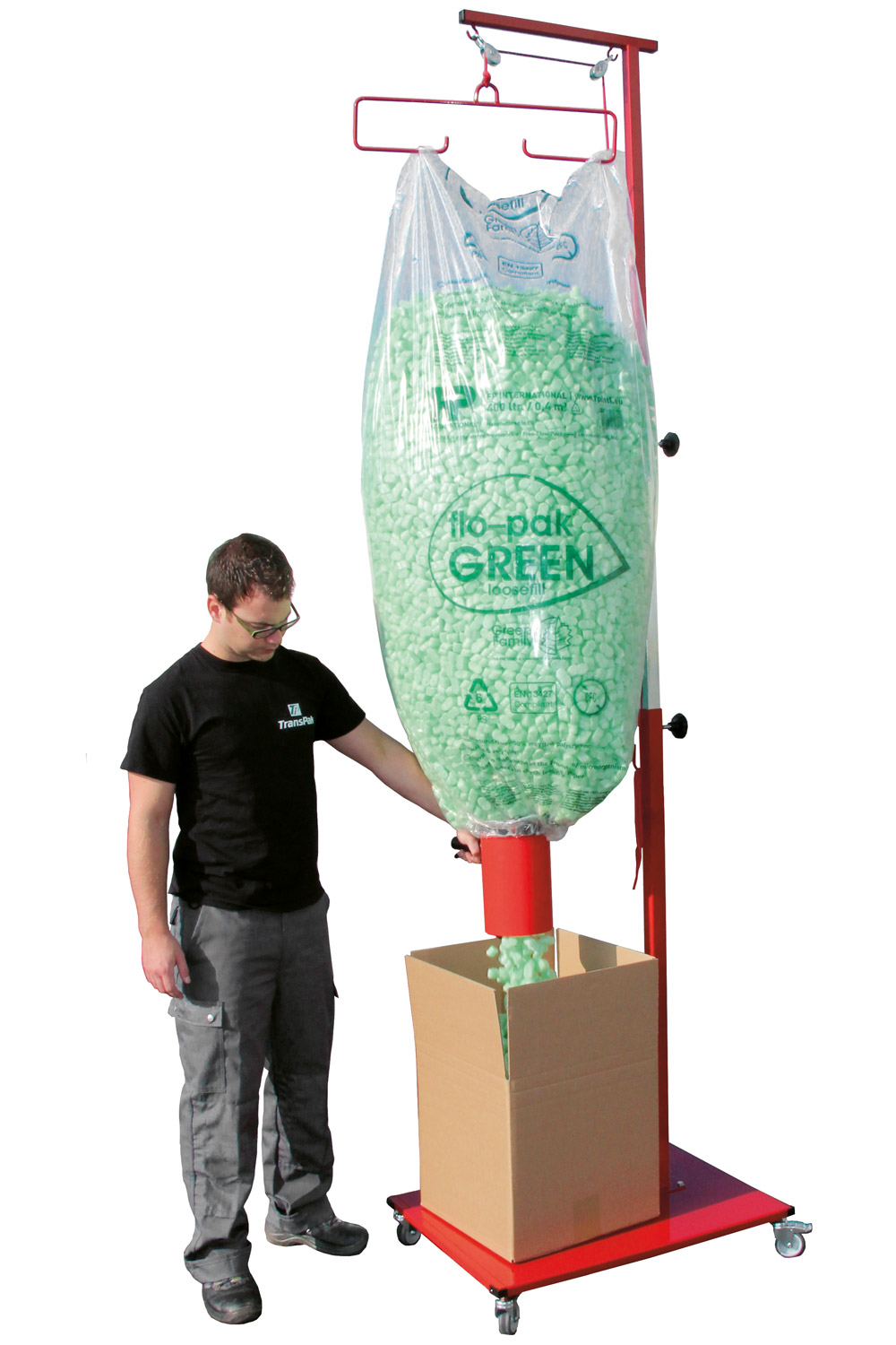 Fahrbarer Galgenwagen für Verpackungschips