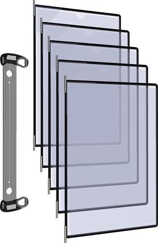 Wandhalter 5 Sichttafeln PP schwarz m.Neodym-Magnetf.DIN A4 TARIFOLD || VE = 1 ST