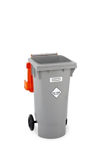 Spraydosen-Sammelbehälter 120l PE grau/orange fahrbar CEMO || VE = 1 ST