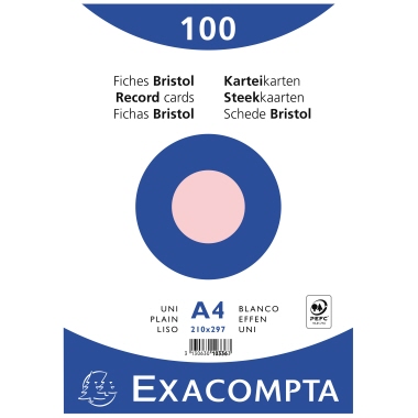 Exacompta Karteikarte 10336E DIN A4 blanko rosa 100 St./Pack.