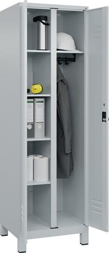 Kleider-Wäscheschrank Classic H1950xB600xT500mm STA lichtgrau Anz.Abt.2 m.Füßen || VE = 1 ST