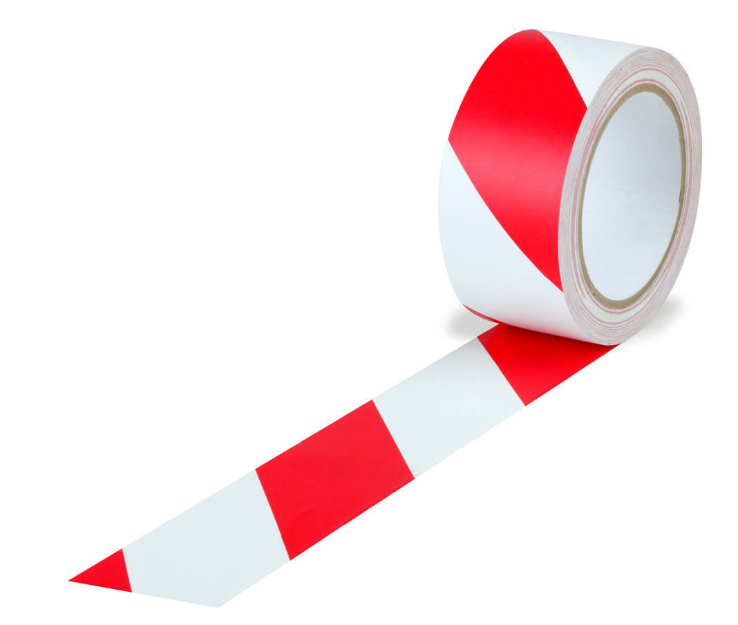 Bodenmarkierungsband, 50 mm x 30 lfm., Stärke 150 µ,  Farbe: rot/weiß