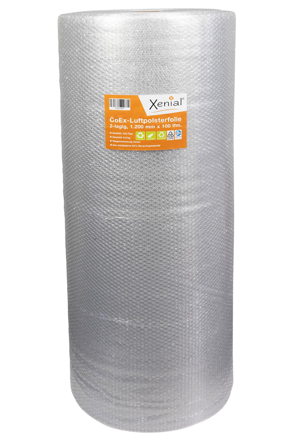 Xenial CoEx Recycling Luftpolsterfolie 2-lagig, 50 µ | 1200 mm x 100 lfm., grau | VE = 1 Stk.