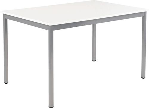 Stahlrohrtisch L700xB1400xH740mm Vierkantrohr weißalu Platten-S.25mm weiß BMV || VE = 1 ST