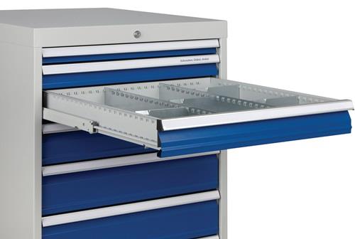 Schubladenschrank H819xB705xT736mm lichtgrau/signalblau 5 Schubl.Vollauszug || VE = 1 ST