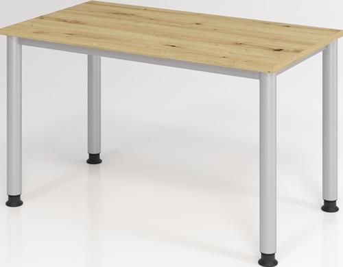 Schreibtisch H685-810xB1200xT670mm Asteiche ger.Form 4-Fuß HAMMERBACHER || VE = 1 ST