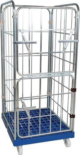 Rollbehälter L724xB815xH1660mm 4Seitenwände Ku.-Pplattform PP Bereifung feuerrot || VE = 1 ST