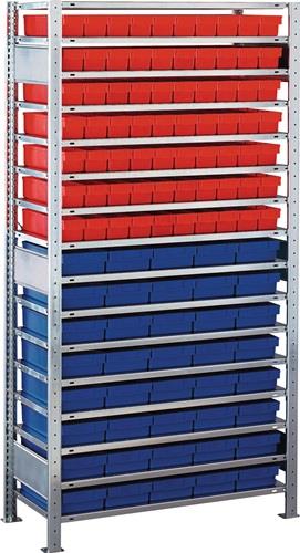 Steckregal H2000xB1000xT400mm Anbauregal 16 Stahlböden 75xL 400mm blau || VE = 1 ST